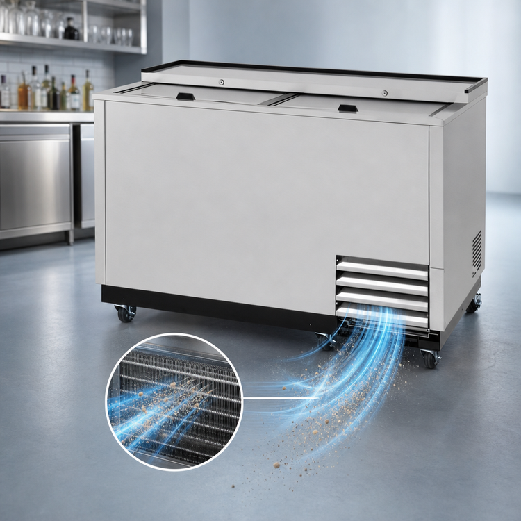 Product image #3 for Turbo Air Super Deluxe 50-Inch Wide Glass Chiller & Froster with Top Sliding Lids and Self-Cleaning Condenser