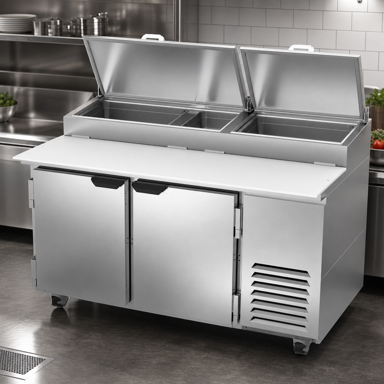 Product image #3 for Beverage-Air DP60HC 60-Inch Deli/Pizza Refrigerated Prep Table with 19-Inch Cutting Board and Pan Rail