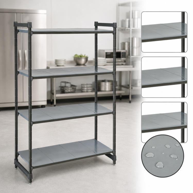 Product image #3 for Cambro Camshelving Basics Plus 42" Wide x 24" Deep x 84" High 4-Shelf Solid Stationary Starter Unit