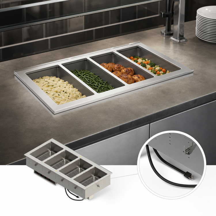 Product image #3 for Vollrath 3-Well Insulated Dry Hot Food Well Drop-In Unit with Thermostatic Control, 208-240V