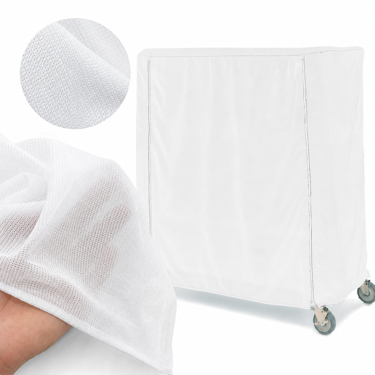 Product image #3 for Metro 48"W x 24"D x 62"H Queen Mary and Banquet Cart Cover, White Uncoated Knitted Polyester