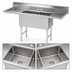 Thumbnail image #3 for 2-Compartment Fabricated Stainless Steel Sink with Left and Right Drainboards, 20
