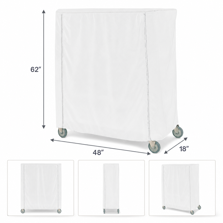 Product image #3 for Metro Queen Mary and Banquet Cart Cover, 48 x 18 x 62 Inch, Uncoated Knitted Polyester, White, Velcro Fastener