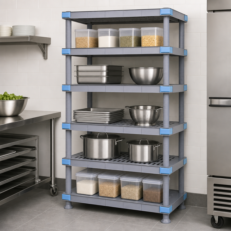 Product image #3 for Quantum Millenia Gray Polymer Shelving Unit with Dunnage Stand