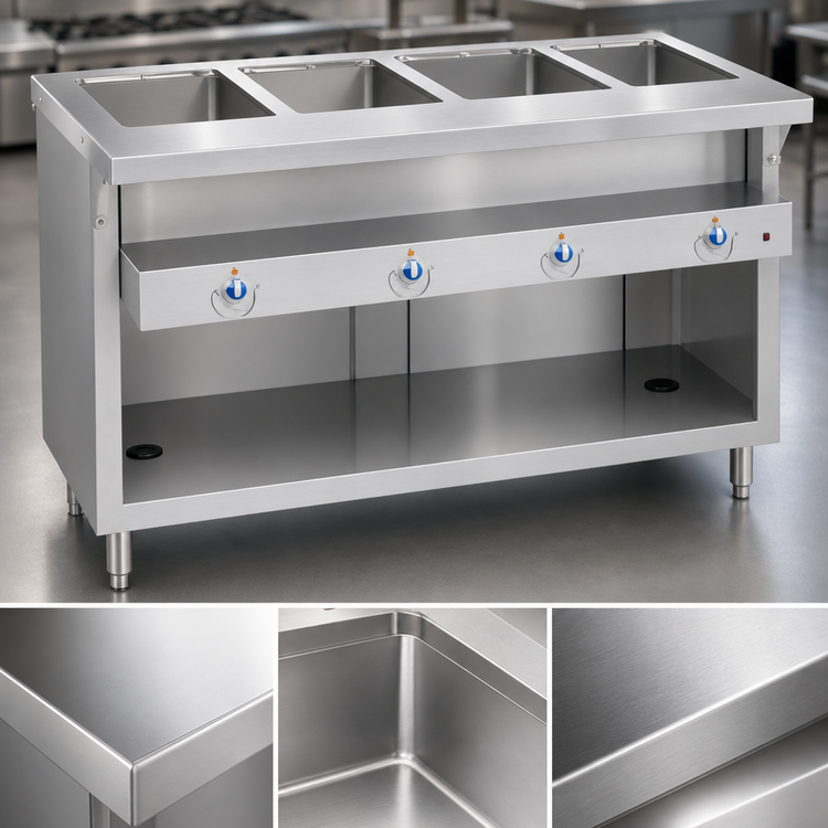 Product image #3 for Thurmaduke E-2-DLPG 2-Well Electric Steamtable Unit with Open Storage Base