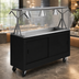 Thumbnail image #3 for 2-Series Affordable Portable™ 4-Pan Non-Refrigerated Mobile Cold Food Station with Buffet Breath Guard and Storage Base with Sliding Doors, Black, 60-Inch