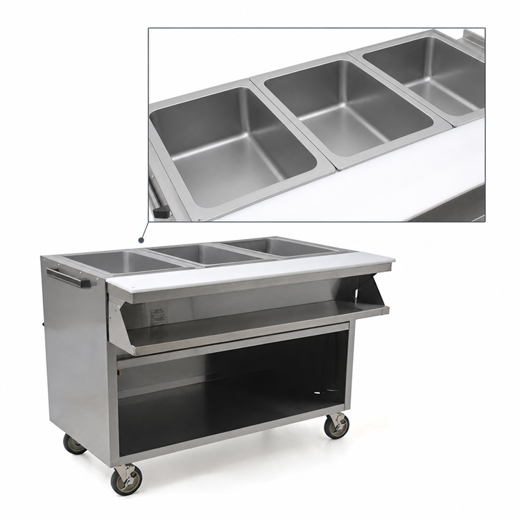 Product image #3 for Spec-Master SPHT3CB-120 Mobile 3-Well Electric Sealed Well Hot Food Table with Sliding Doors