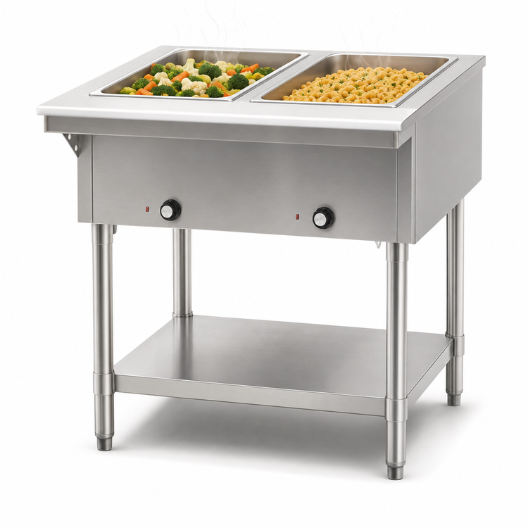 Product image #3 for Eagle Group HT2-LP Liquid Propane Hot Food Table with (2) 12" x 20" Dry Wells, Open Base, 33-Inch Wide