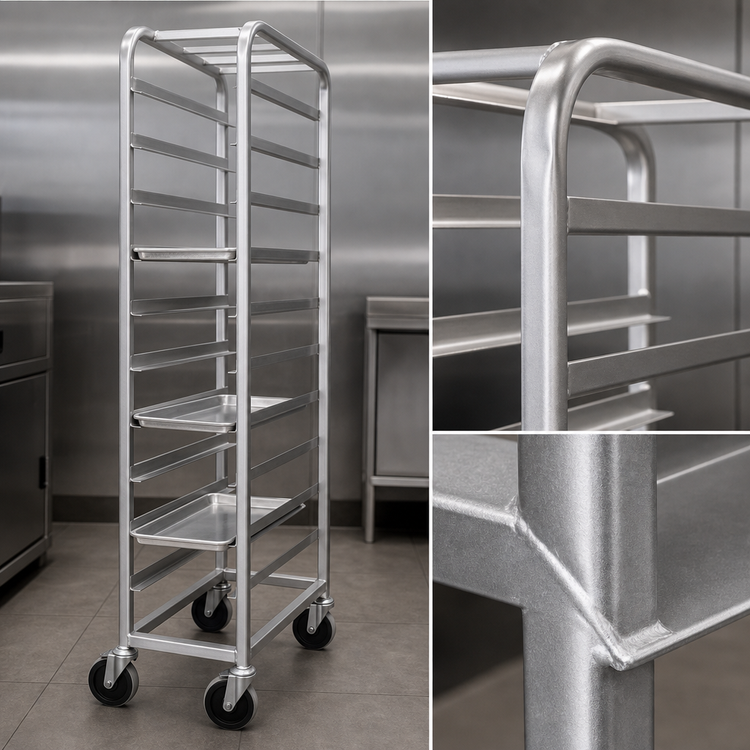 Product image #3 for Channel Manufacturing Mobile All-Welded Stainless Steel End-Load Platter Rack, 5-Platter Capacity