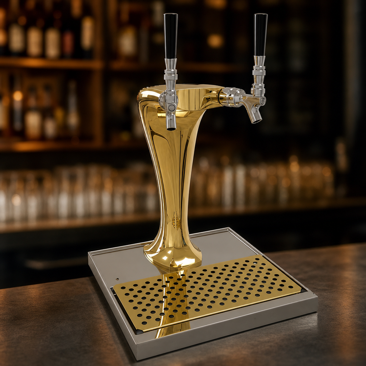 Product image #3 for Glastender Cobra 2-Faucet Glycol-Cooled Countertop Draft Dispensing Tower, Gold Finish