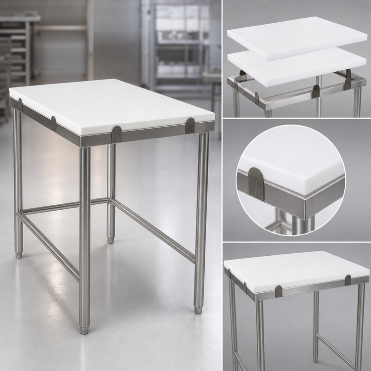Product image #3 for John Boos GMT012 Poly Top Breaking Table with Reversible High Density Polyethylene Top and Stainless Steel Base, 60 x 30 Inches