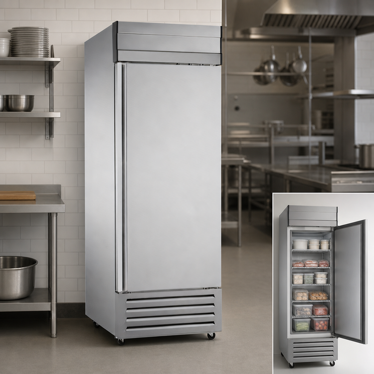 Product image #3 for Maxx Cold V-Series 27-Inch Wide 1-Section Reach-In Freezer, 19 Cu. Ft., Solid Hinged Door, Bottom-Mount Self-Contained Refrigeration
