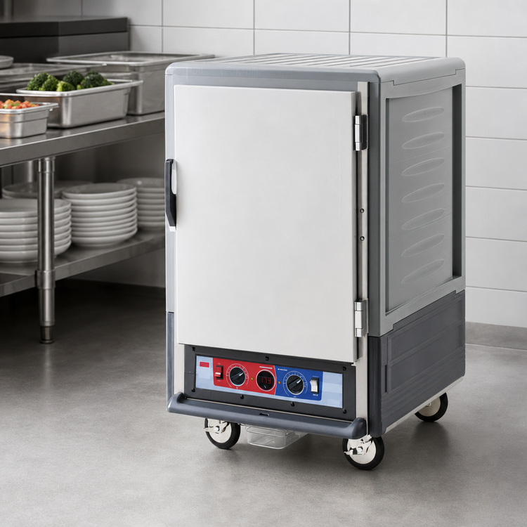 Product image #3 for Metro C5 3 Series Half-Height Mobile Combination Heated Holding and Proofing Cabinet, Gray, Solid Door, 17 Pan Capacity