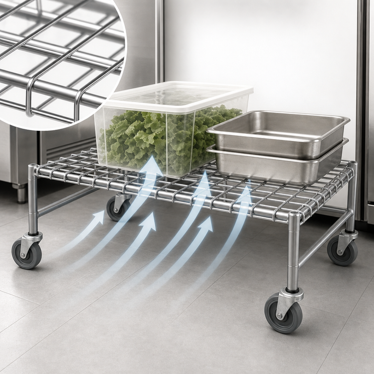 Product image #3 for Eagle Group Mobile Wire Dunnage Rack with 5-Inch Casters, 48 x 18 x 14 Inches, Chrome, 800 lb Capacity