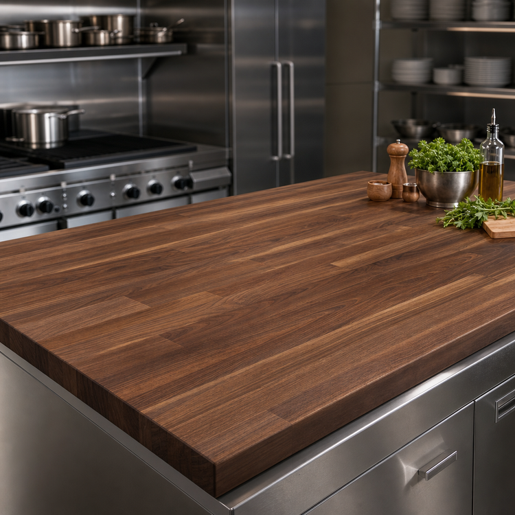 Product image #3 for John Boos Boos Block American Black Walnut Blended Edge Grain Kitchen Countertop, 96 x 36 x 1-1/2 Inches