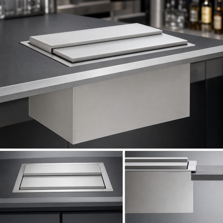 Product image #3 for Spec-Bar 24" x 18" Drop-In Ice Chest with Sliding Stainless Steel Cover, 72 lb Capacity, Without Cold Plate