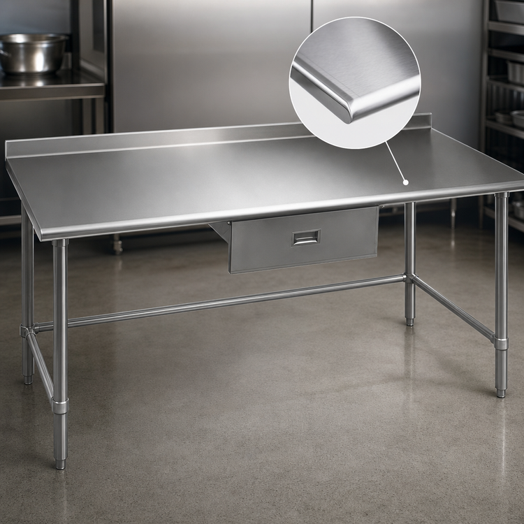 Product image #3 for Eagle Deluxe Series 60" x 36" Stainless Steel Work Table with 1-1/2" Rear Upturn and Tubular Base