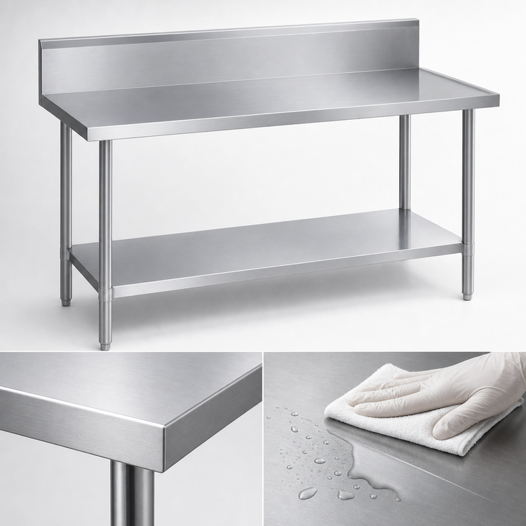 Product image #3 for Duke Stainless Steel Work Table with 10-Inch Riser, 72 x 30 Inches, and Undershelf
