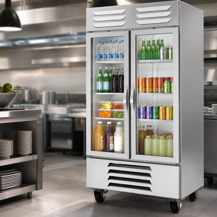 Product image #4 for Beverage-Air Vista Series Two-Section Bottom-Mount Glass Door Reach-In Refrigerator, 35.08 Cu. Ft.