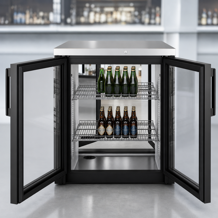 Product image #3 for True Premier Bar 36-Inch Pass-Thru One-Section Back Bar Cooler with 2 Locking Glass Doors and Stainless Steel Top