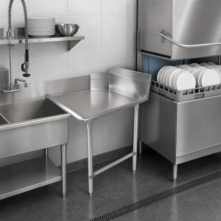 Product image #3 for John Boos Pro-Bowl Straight Clean Dishtable, 24 x 30 Inch, Left-to-Right Operation, 16 Gauge Stainless Steel