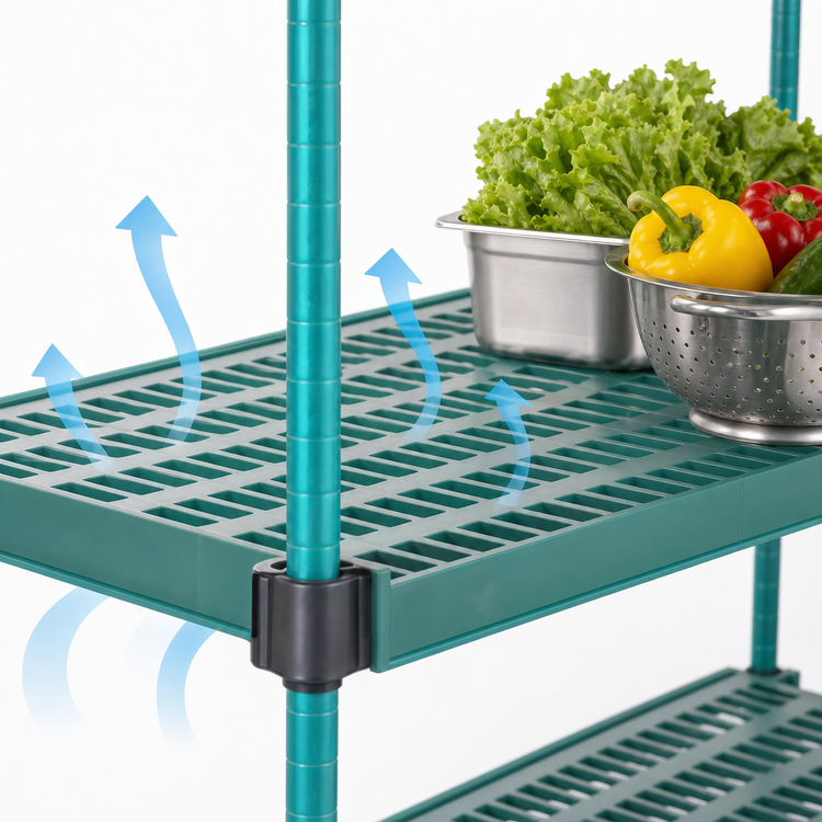 Product image #3 for QuadPlus Louvered Polymer Shelf Mat with Wire Quad-Adjust Frame, 54 x 18 Inches, Green
