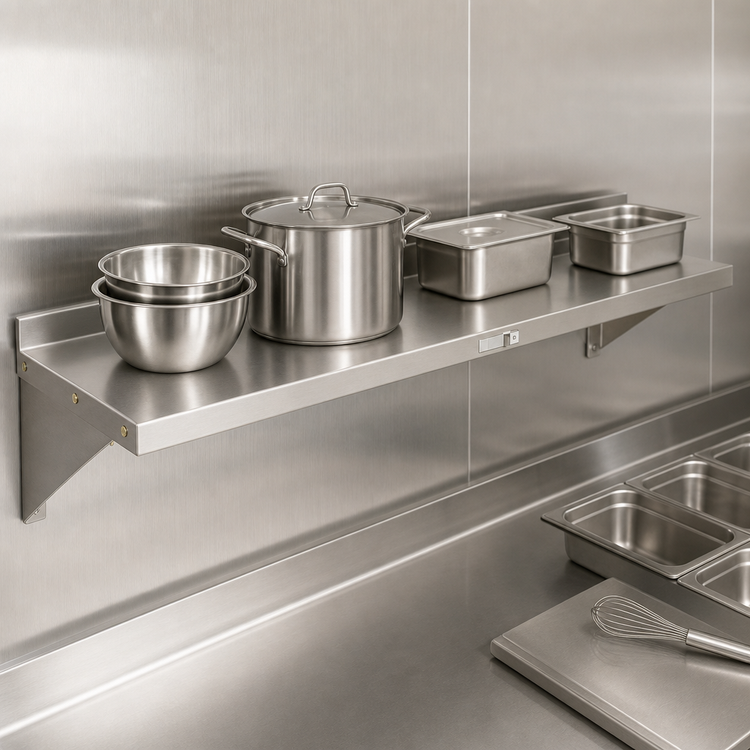 Product image #3 for John Boos Stallion 84-Inch Wall-Mounted Stainless Steel Shelf, 12-Inch Deep, with Safety Edge Front