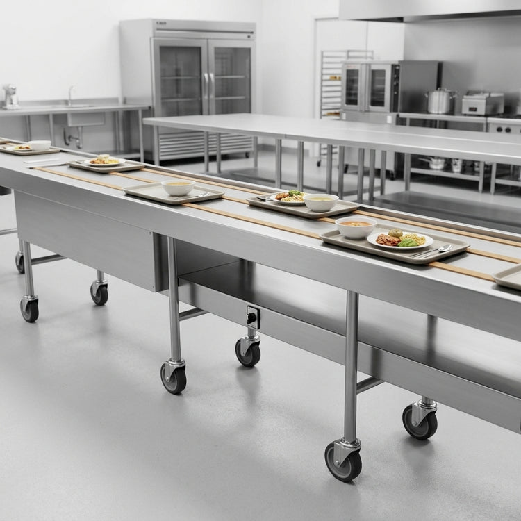 Product image #2 for Dinex DXIESB20 20 Foot Dual Band Belt Tray Make-Up Conveyor