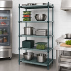 Thumbnail image #3 for Quantum WR63-2430WPM-5 5-Tier Stationary Wire Plastic Mat Shelving Unit, 30"W x 24"D x 63"H, Green Epoxy
