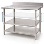 Thumbnail image #3 for Eagle Group 30120SADJUS-18/3 Adjustable 18/304 Stainless Steel Undershelf for 120"W x 30"D Work Tables
