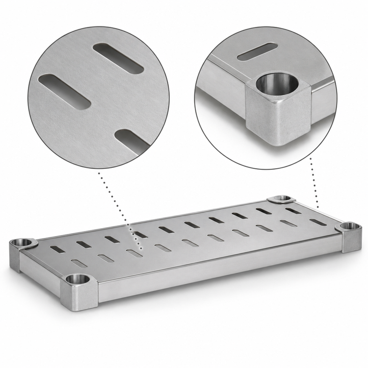 Product image #4 for Eagle Group Quik-Set 48 Inch x 24 Inch Louvered Solid Stainless Steel Shelf
