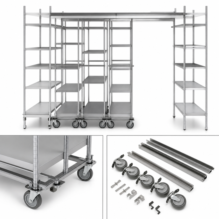 Product image #3 for Metro TOP-TRACK Super Erecta 21-Inch Wide Mobile Track Shelving Unit Kit with Metroseal 3 Epoxy-Coated Posts