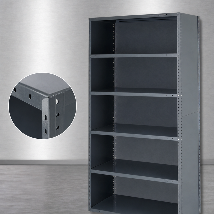 Product image #3 for IRONMAN 8-Shelf Closed Steel Stationary Shelving Unit, 12 x 36 x 75 Inches