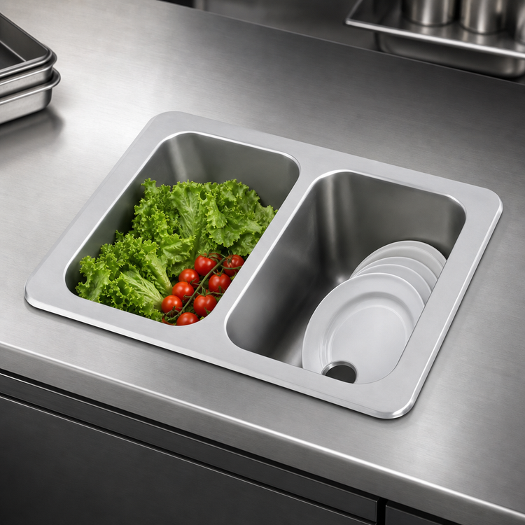 Product image #3 for Drop-In Two-Compartment Self-Rimming Sink, 20-Gauge 304 Stainless Steel