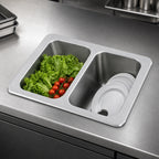 Thumbnail image #3 for Vollrath 102-1-2 Drop-In Two-Compartment Self-Rimming Sink, 20-Gauge 304 Stainless Steel, 25 x 17 Inches, Without Drainboards