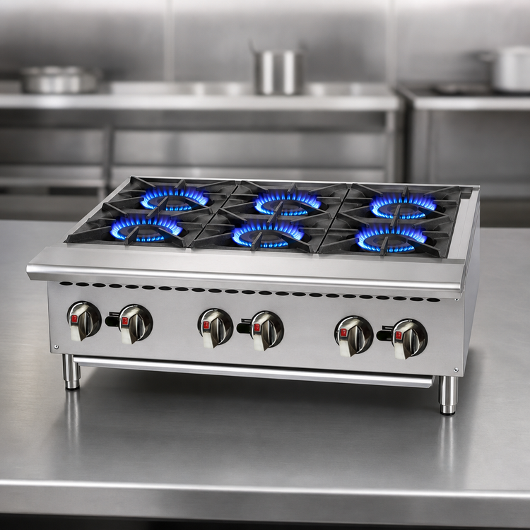 Product image #3 for Winco Spectrum™ 36-Inch Countertop Natural Gas Hot Plate with 6 Open Burners