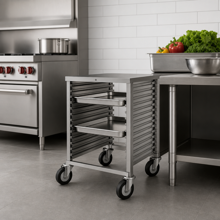 Product image #3 for Cres Cor Half-Height Mobile Utility Rack for 18 x 26 Inch Pans