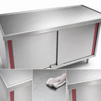 Thumbnail image #3 for Eagle Group Spec-Master CB2496SEM 96 x 24 Inch Stainless Steel Enclosed Work Table with Sliding Doors, 14-Gauge Marine-Edge Top