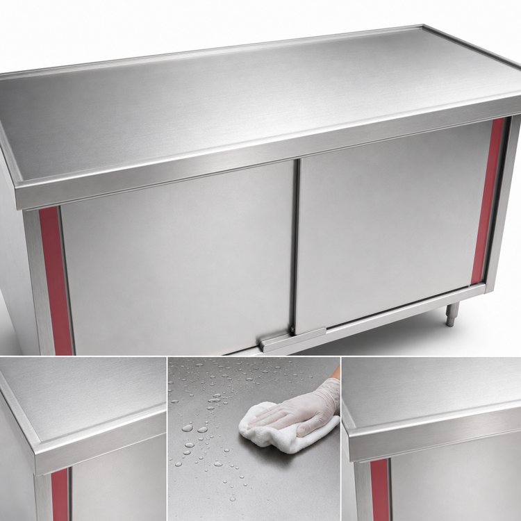 Product image #3 for Eagle Spec-Master Marine Counter Edge Enclosed Work Table with Sliding Doors, 96 Inch x 24 Inch, Stainless Steel Top