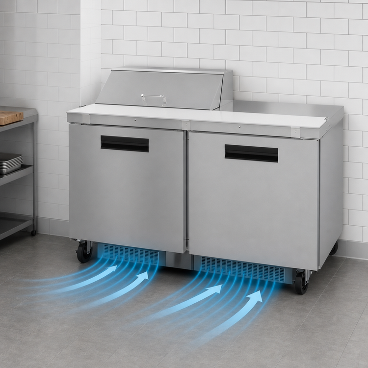 Product image #3 for Hoshizaki Steelheart SR60B-8 60-Inch Two-Section Sandwich Top Refrigerated Prep Table