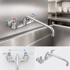 Thumbnail image #3 for BK Resources OptiFlow BKF-6-G Commercial Splash-Mount Faucet, 8-Inch Centers, 6-Inch Swing Spout, Lead-Free Chrome-Plated Brass