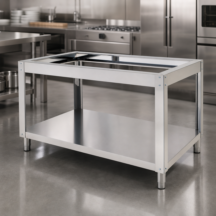 Product image #3 for Omcan Stainless Steel Equipment Stand for Double Chamber Fuoco Series Oven