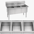 Thumbnail image #3 for BK Resources 50-Inch Three-Compartment No-Drainboard Stainless Steel Sink with 9-Inch Backsplash and Stainless Steel Legs