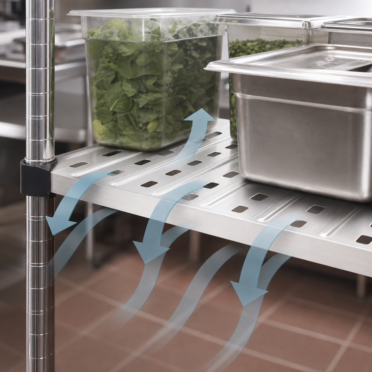Product image #3 for Metro Super Erecta 24" W x 21" D Louvered/Embossed Stainless Steel Shelf with Raised Ship's Edge