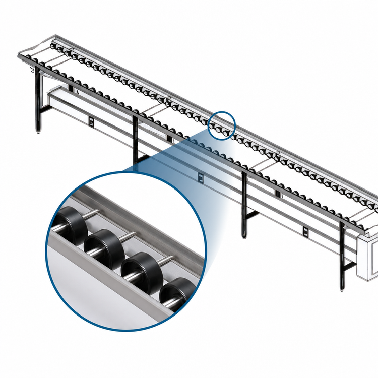 Product image #3 for Dinex DXIESR18 Tray Make-Up Conveyor with PVC Rollers, 18 ft. Section
