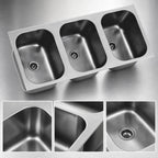 Thumbnail image #3 for Eagle Group FDI-18-24-13.5-3 Three-Compartment Weld-In Sink, 18-Gauge 304 Stainless Steel, 18" x 24" x 13-1/2" Bowls