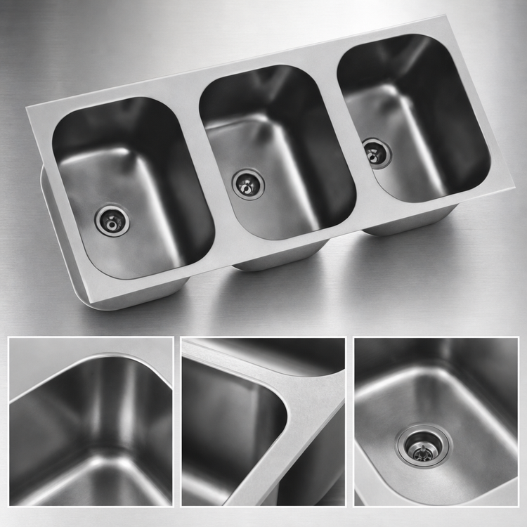 Product image #3 for Eagle Group Three-Compartment Weld-In Sink with 18" x 24" x 13-1/2" Bowls