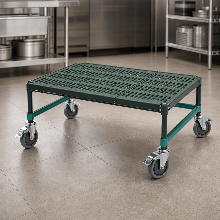 Product image #3 for QuadPlus Mobile Dunnage Rack with Louvered Polypropylene Mat, 36 x 21 x 14 Inches, 800 lb. Capacity