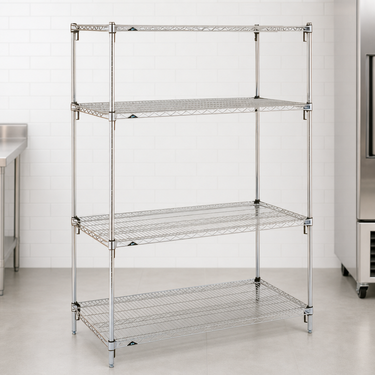 Product image #3 for Metro Super Adjustable Super Erecta Starter Wire Shelving Unit, 60W x 21D x 63H, 4 Shelves, Chrome Plated