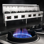 Thumbnail image #3 for Town Equipment York Y-6-STD 6-Chamber Gas Wok Range with Water-Cooled Top and Chinese Swing Faucets